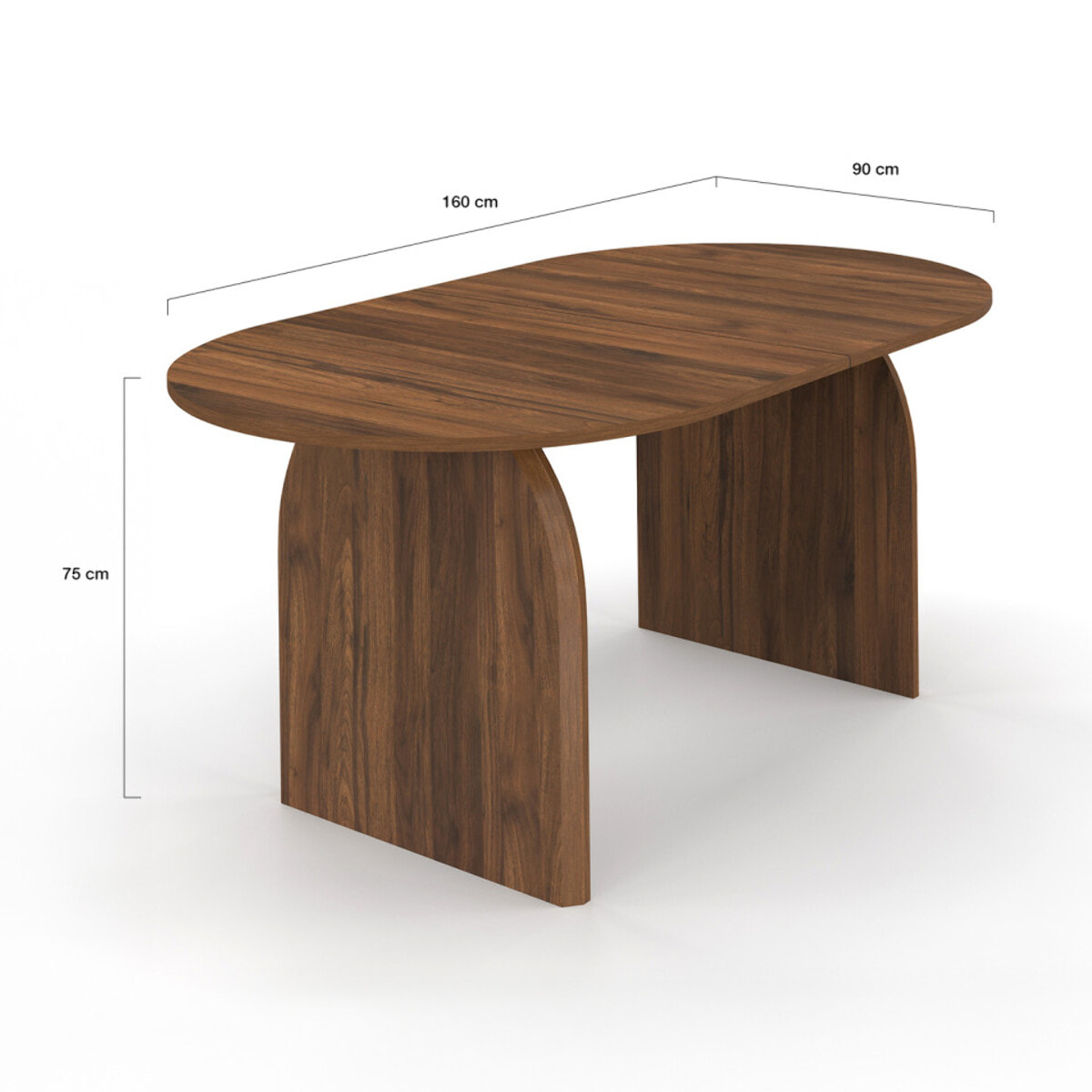 Table à manger Japandi effet bois noyer 160cm