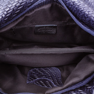 Jesi Borsa a spalla Donna.Pelle autentica Camoscio Incisa Intrecciata