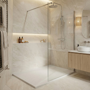 PixL 120x90 cm receveur de douche rectangulaire à poser BMC avec surface effet pierre, blanc (CERAPX12090W)