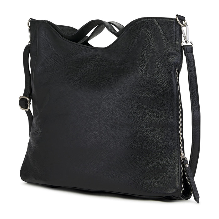 Borse Donna colore Nero-in pelle Made in Italy 39x33x13cm