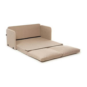 Canapé-lit en lin beige, 2 personnes 140 cm ORURO