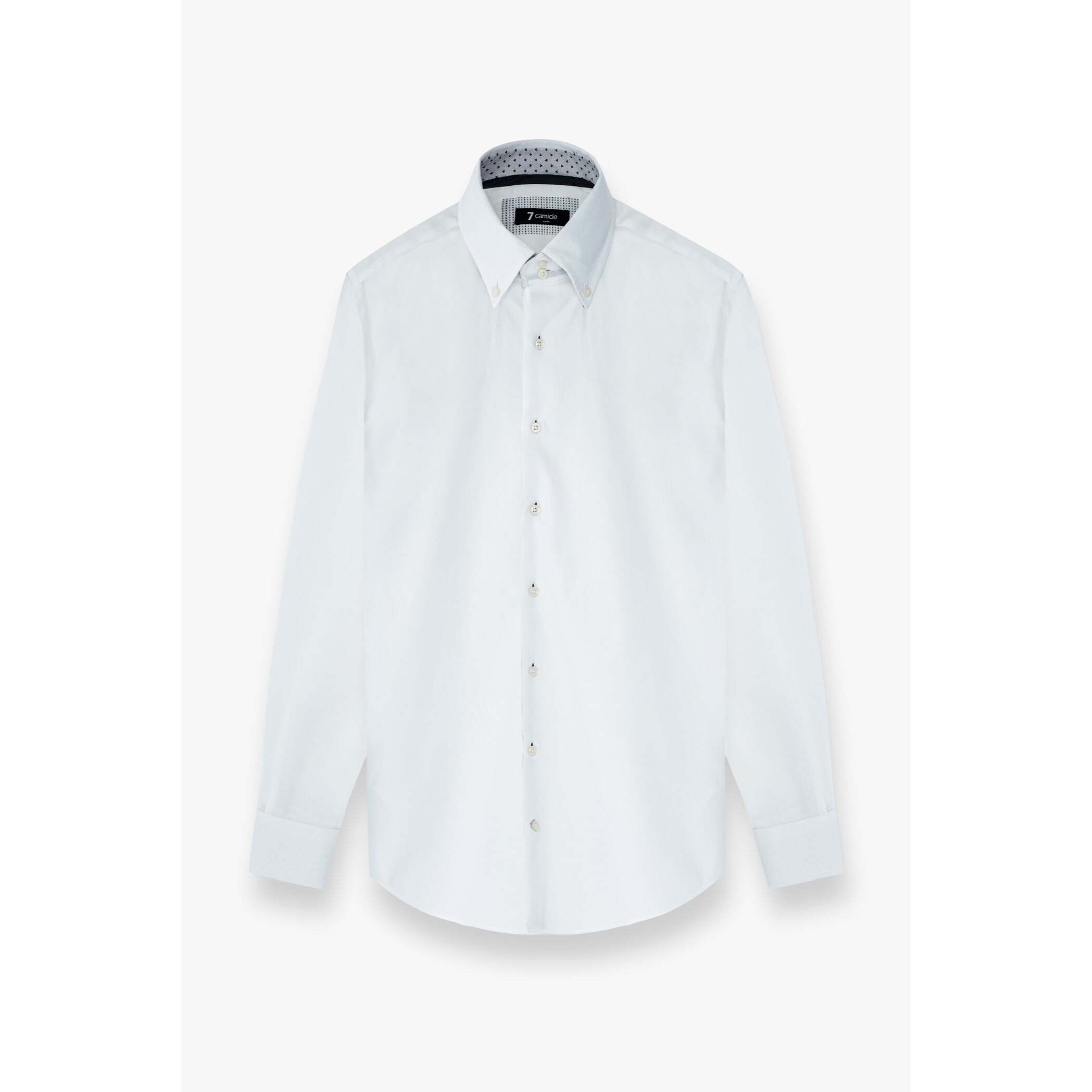 Camicia Uomo 2 Bottoni Button Down Slim Satin Unito Bianco