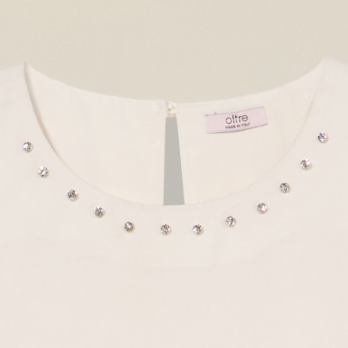 Oltre - Top mixto de lino con cristales - Blanco
