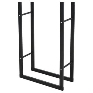 Soporte para Leña Estante de Leña Metálico Leñero de Exterior de Metal para Interior y Exterior Carga 100 kg 40x25x150 cm Negro