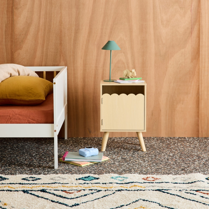 Table de chevet enfant décor bois 1 porte AZUR