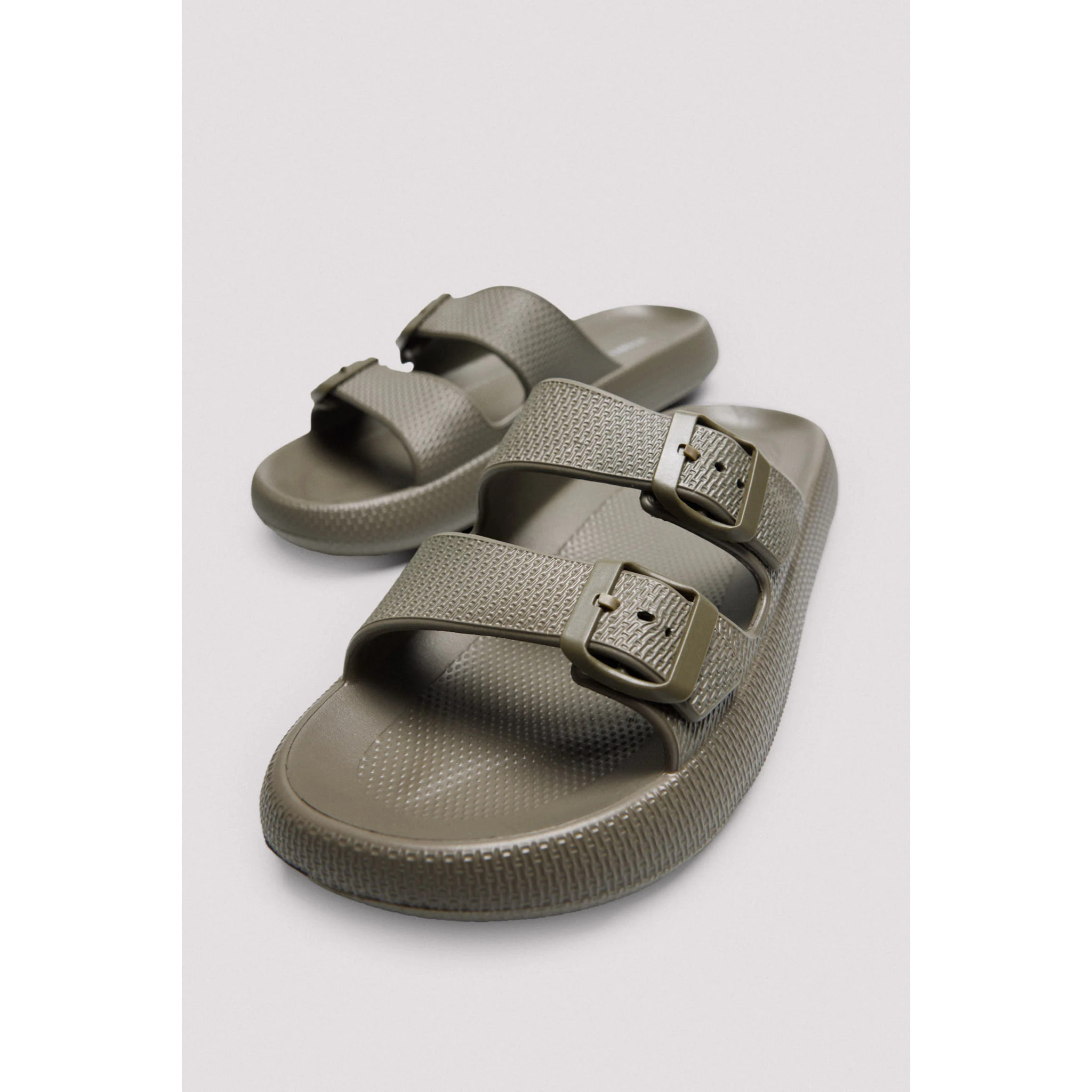 Infradito con fibbia verde kaki