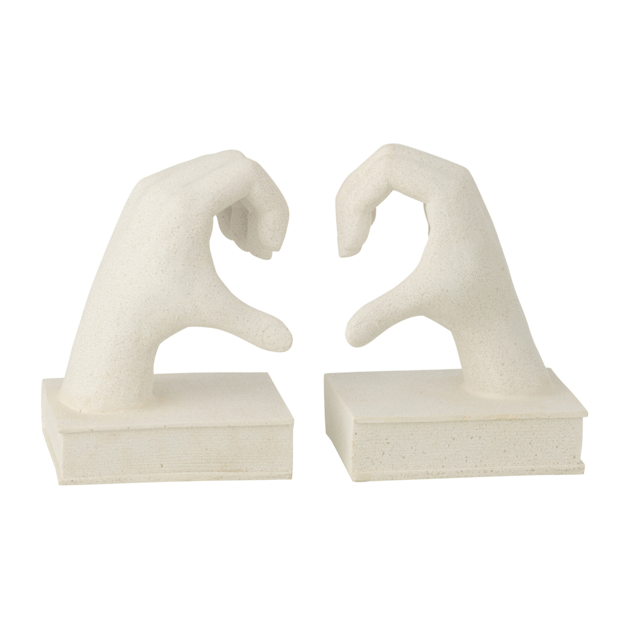 J-Line Serre-livres Mains Love - polyrésine - blanc - set de 2