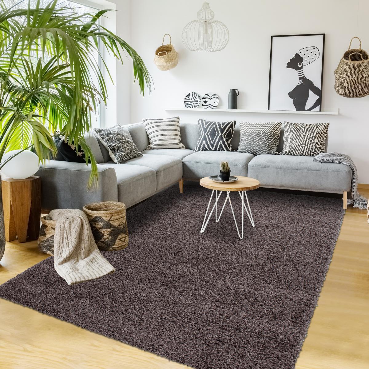 Tapis poils longs shaggy tissé motif uni ZASIVE