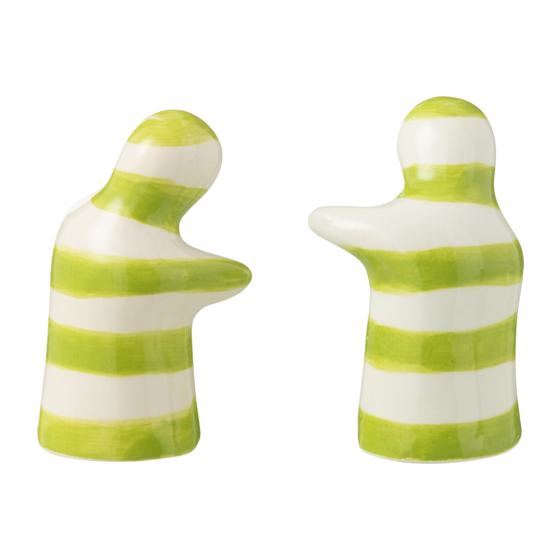 J-Line salière + poivrière Granada Stripes - céramique - blanc/vert