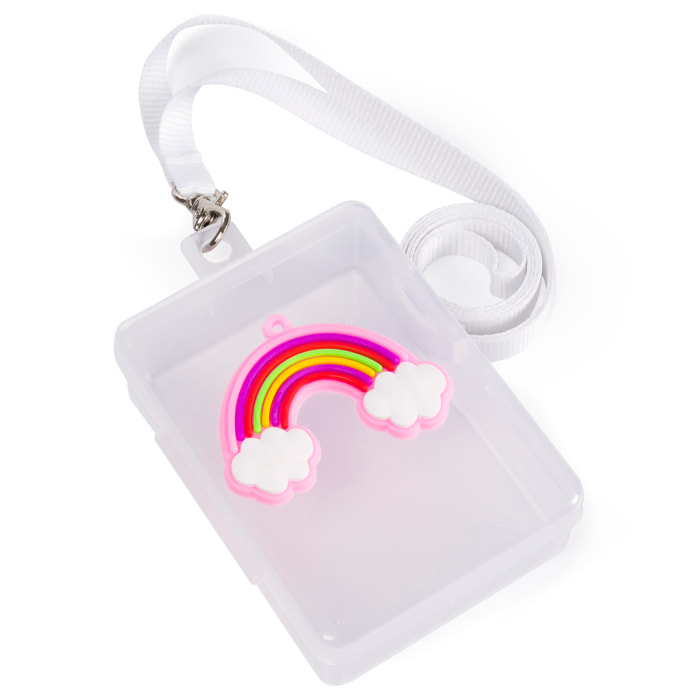 Porta mascherine igienico infantile DESIGN ARCOBALENO con lanyard.