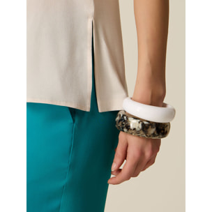 Oltre - Top bimaterial - Blanco