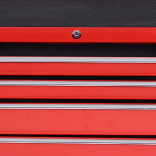 Carro de Herramientas con 7 Cajones, Carro de Taller con Cerradura, Asa, 2 Ruedas con Freno de Bloqueo, para Garaje, Hogar, Rojo