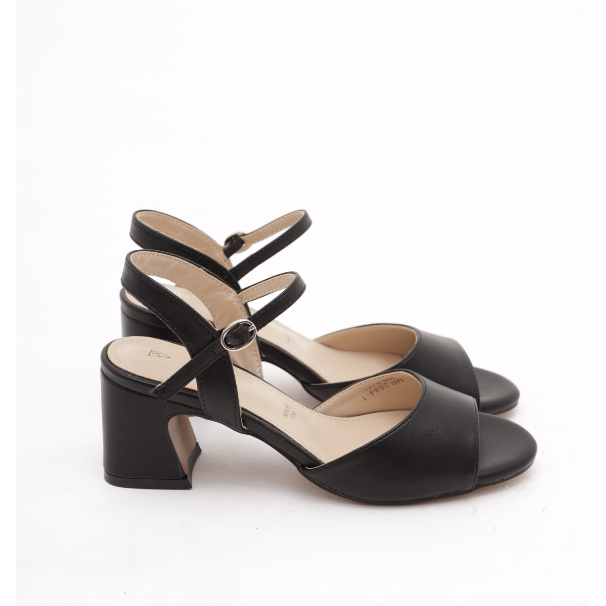 SANDALO TACCO FASCIA E CINTURINO CHOCOLA' NERO