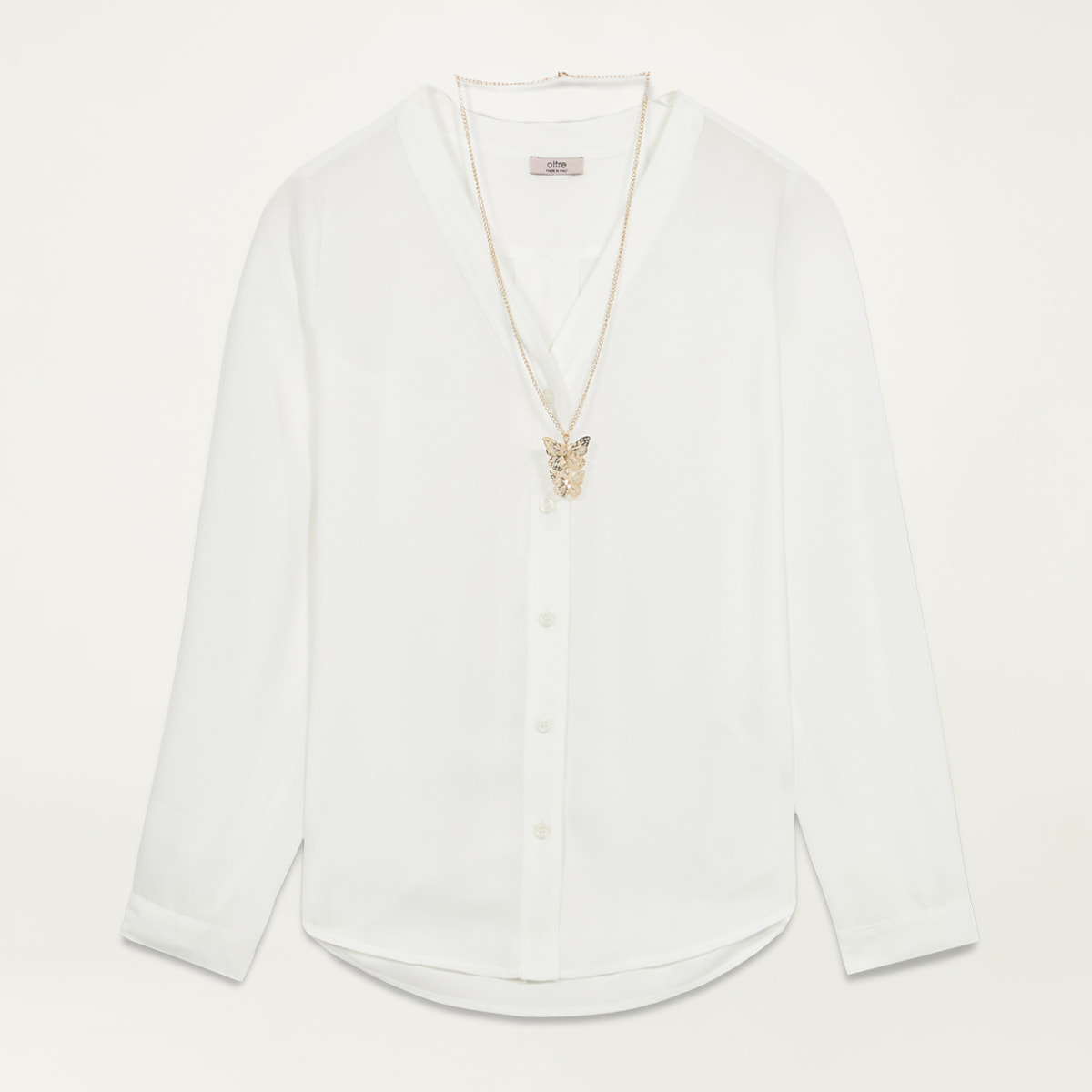 Oltre - Camisa con collar dorado - Blanco