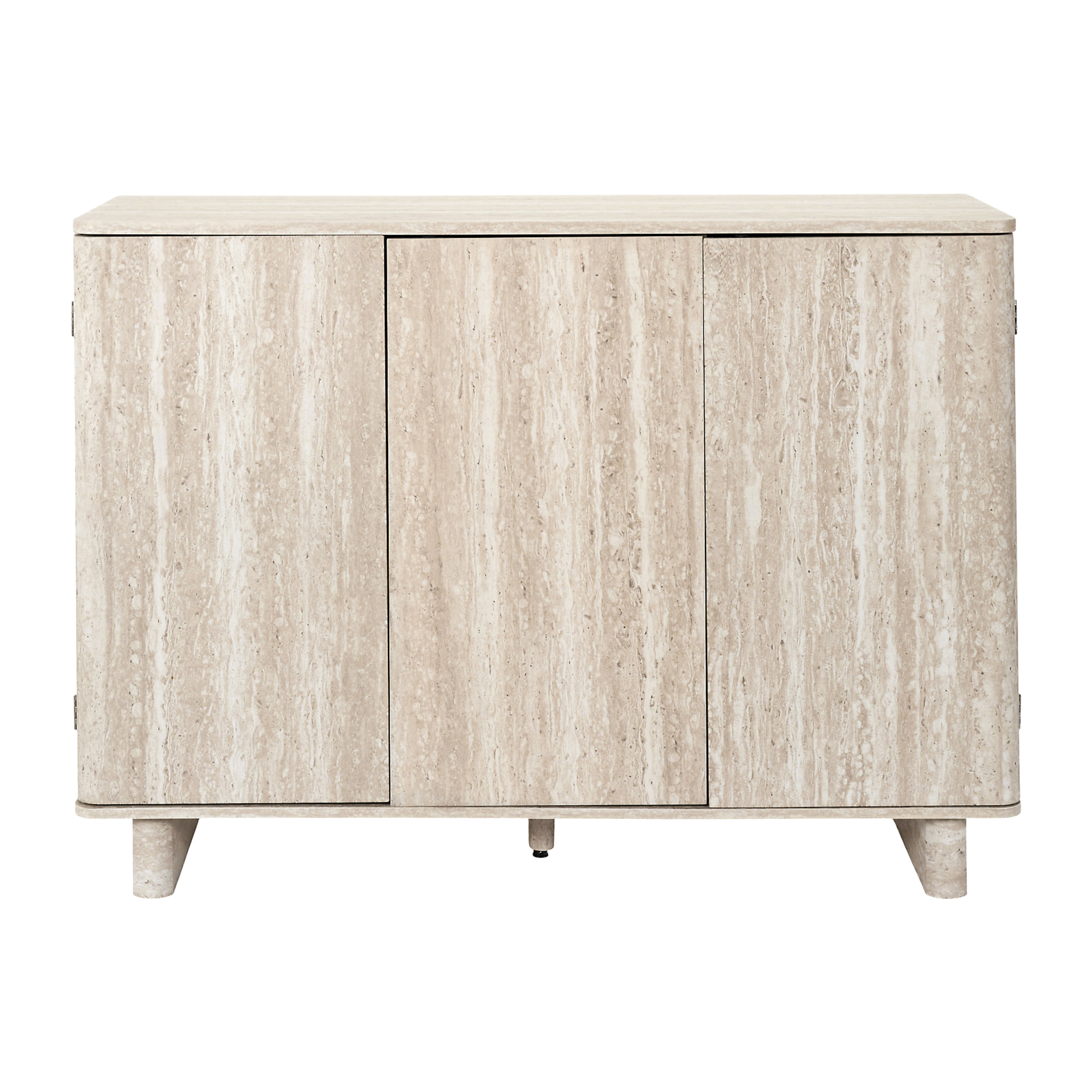 Buffet - HOME DECO FACTORY - Pietra - 3 Portes - Effet Pierre - Blanc et Beige