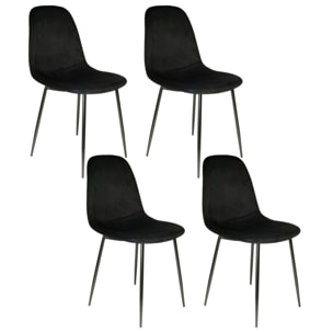 Chaise Velours Cotele Giulia Noir - Lot De 4