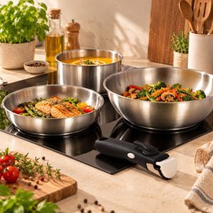 Batterie de cuisine 9 pièces en acier inoxydable - tous feux IRIS