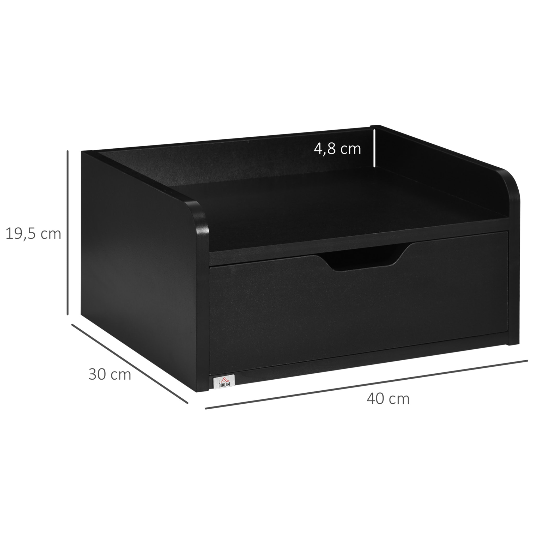 Lot de 2 chevets tables de nuit murales - tiroir coulissant, plateau - dim. 40L x 30l x 19H cm - panneaux noir