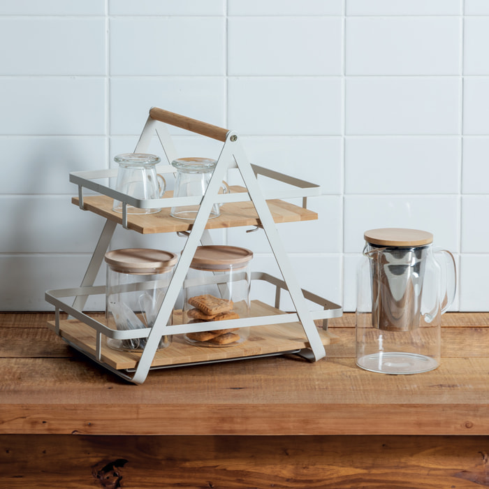 Étagère "Ordera" 2 niveaux avec anse en bambou