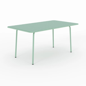Table de jardin en métal vert clair 6 personnes - Yumi