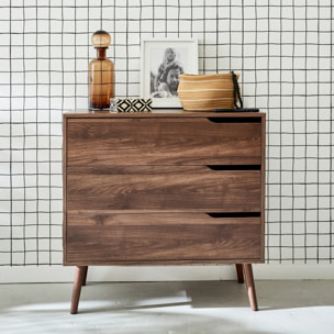 Commode décor bois de noyer 3 tiroirs NEPAL
