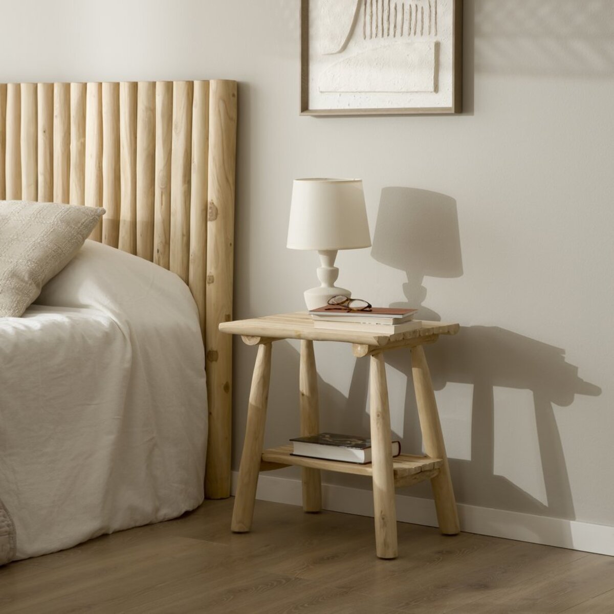 Table de chevet Nusa -bois massif de teck-couleur naturel 50 x 55 x 40 cm