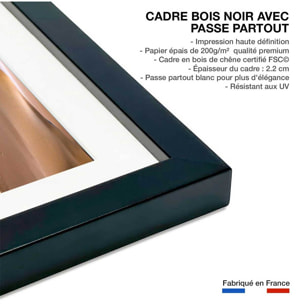 Affiche Vagues de sable Affiche + cadre en bois - Noir