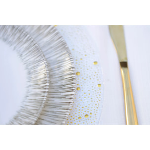 Lot de 6 Dessous d'assiette transparent avec paillette dorée