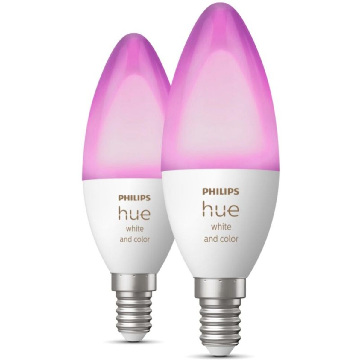 Ampoule LED connectée PHILIPS HUE E14 White&Color Ambiance Flamme pack 2