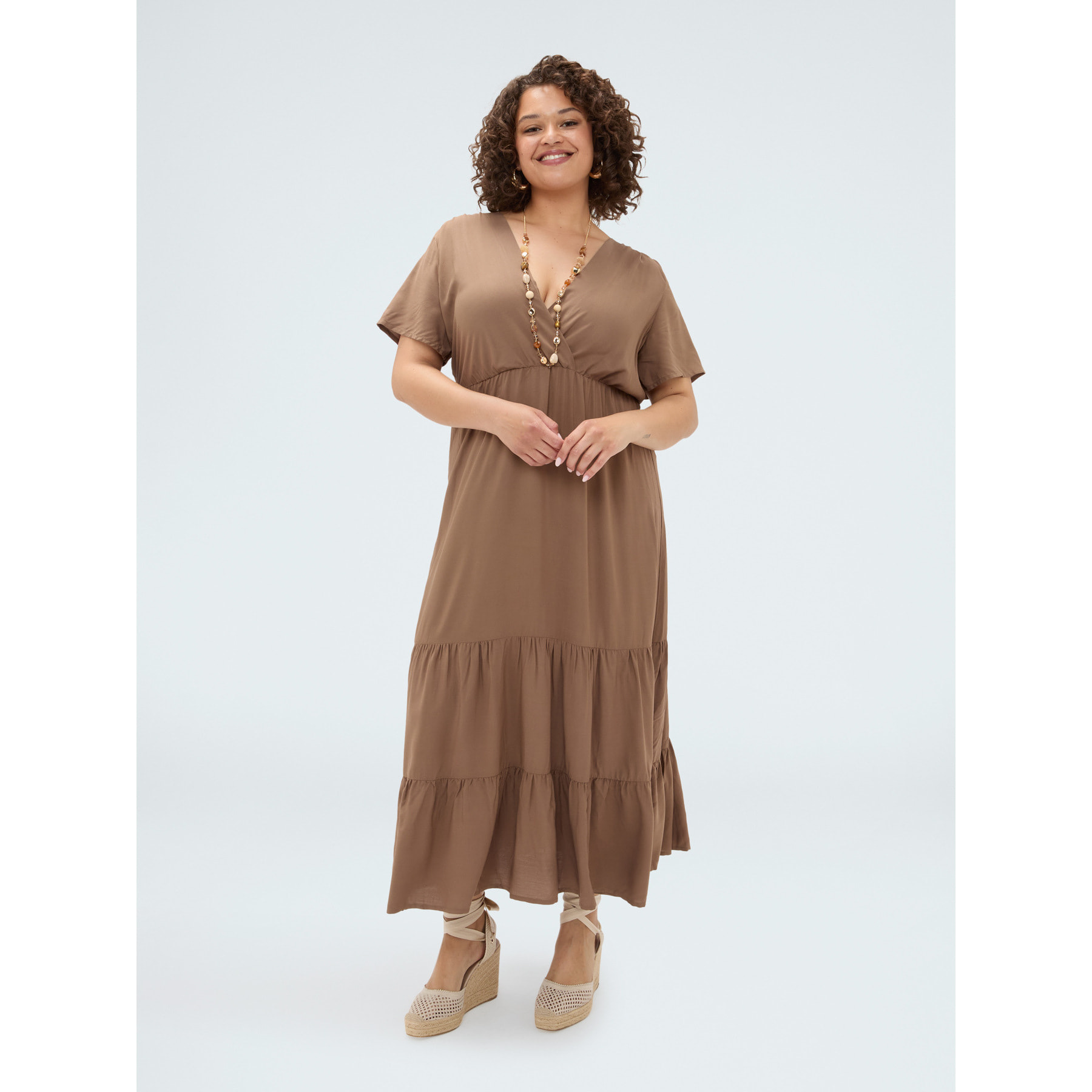 Fiorella Rubino - Vestito lungo Smile in viscosa - Marrone