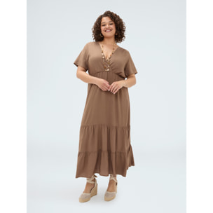 Fiorella Rubino - Vestito lungo Smile in viscosa - Marrone