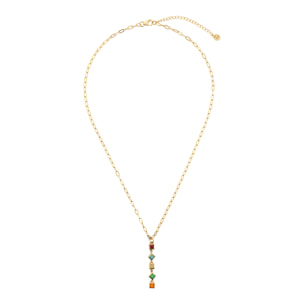 Collana a Cravatta in Argento 925 placcato Oro Giallo 18Kt con Pietre Naturali