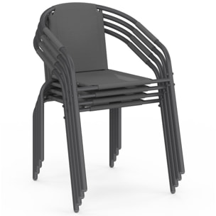 Chaises de jardin empilables Delma grises - lot de 4