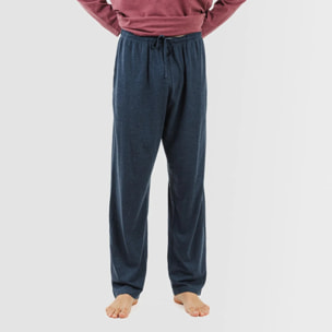 Pigiama lungo da uomo con bottoni bordeaux – navy