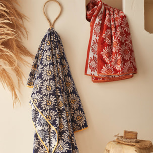 Drap de plage imprimé en jacquard de coton, MAYA, Orange