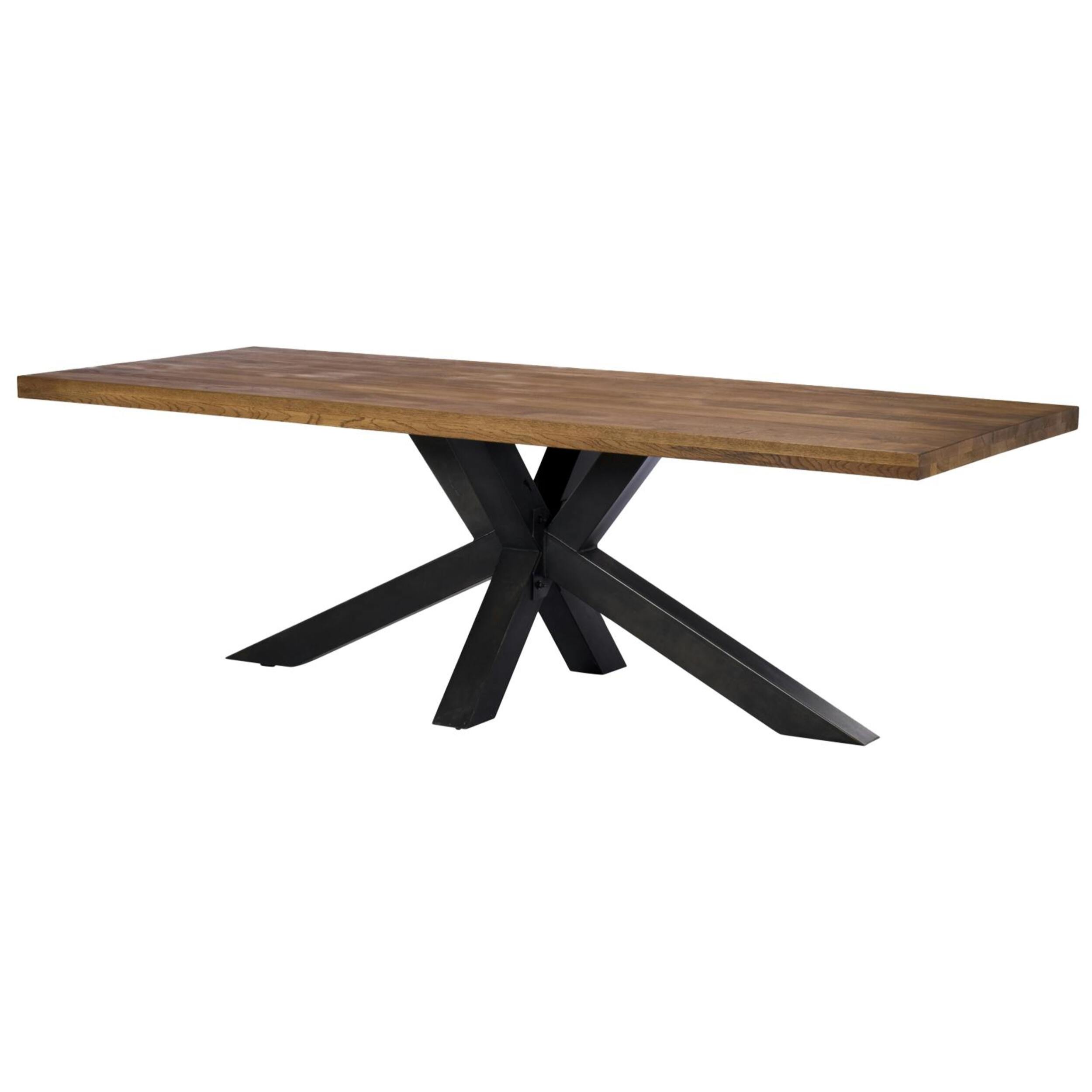Table à manger 240 cm bois/métal pied croisé OKA
