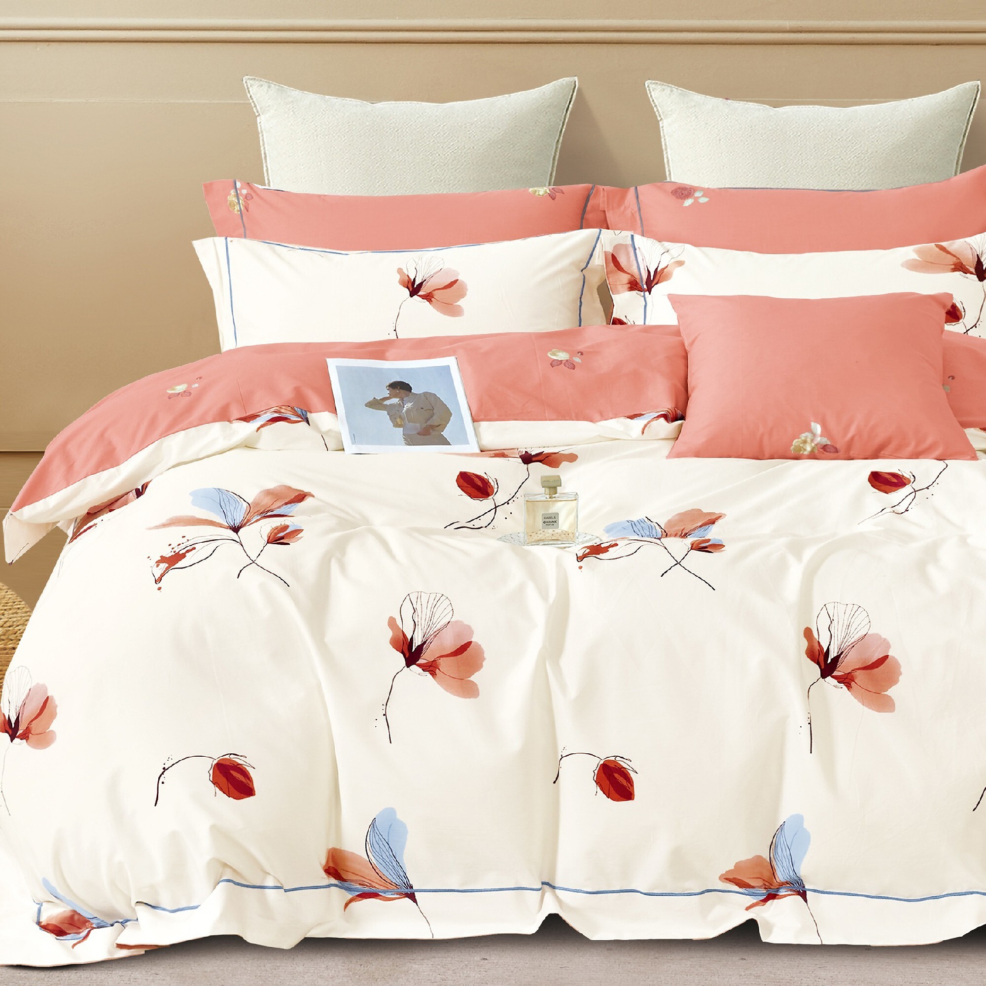 Parure housse de couette avec taie à volant 100% coton - Brévine