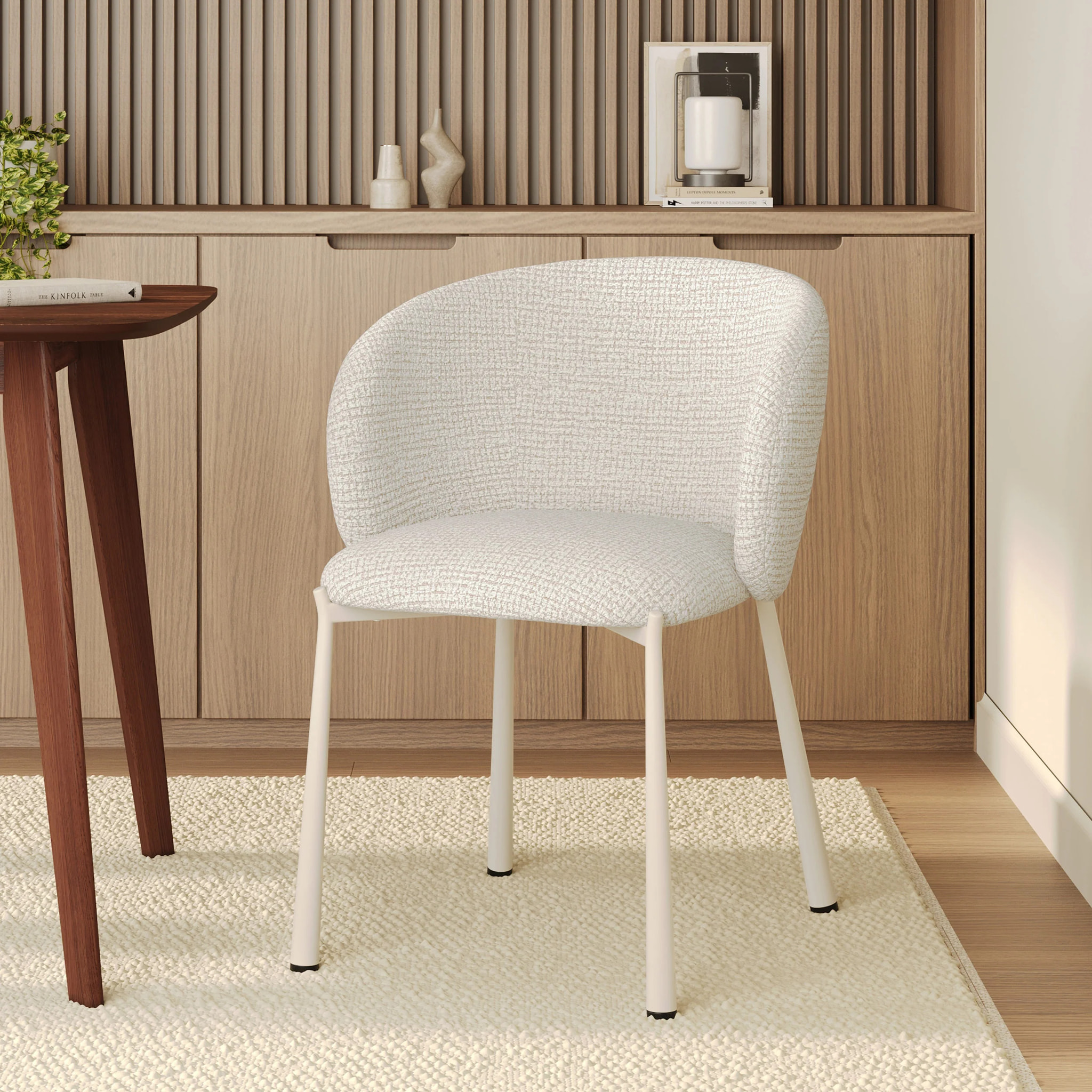 Chaise en tissu texturé écru chiné - Danaë