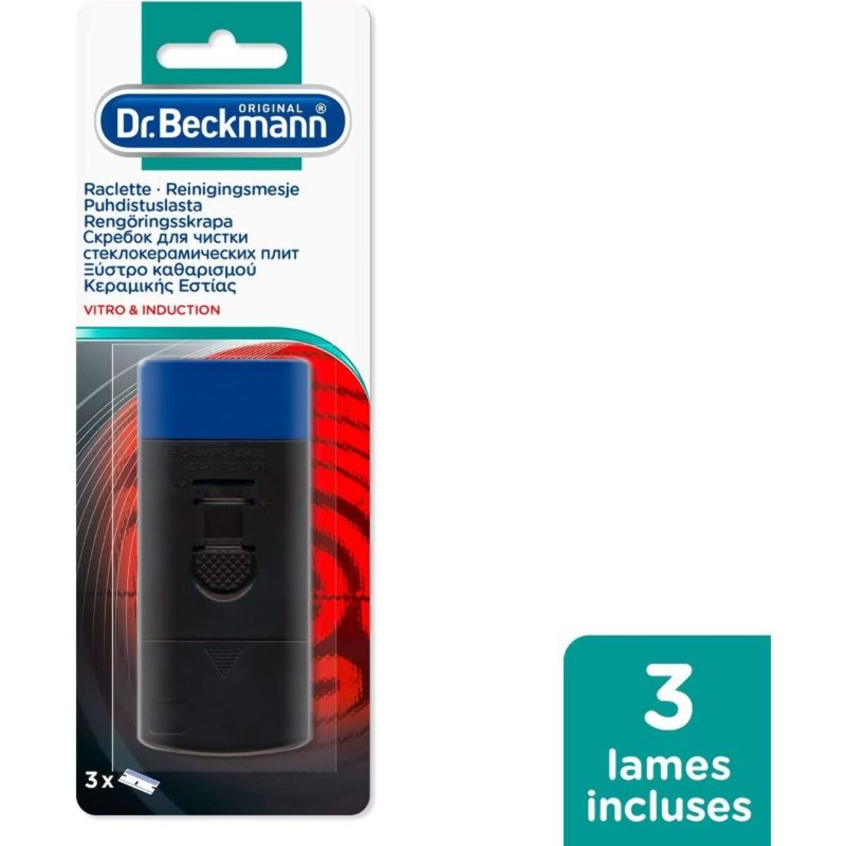 Raclette DR BECKMANN Induction & plaque vitro 3 lames