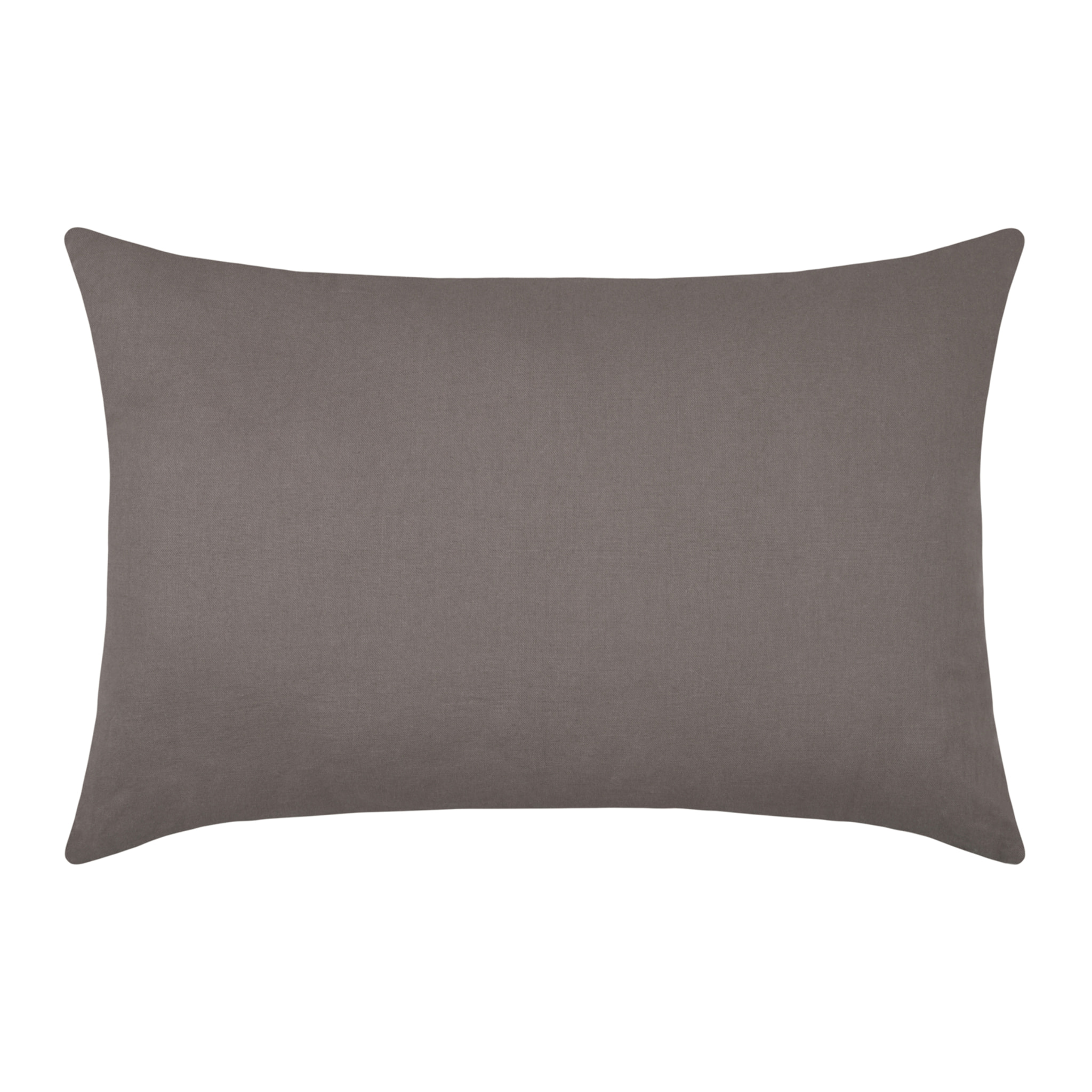 Coussin rectangulaire à carreaux et sapins brodés - Taupe