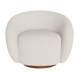 Fauteuil pivotant en tissu bouclé blanc - Naya