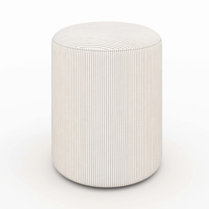 Pouf rond en velours côtelé beige - Lily