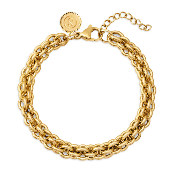 Pulsera Big Rope Acero Baño Oro