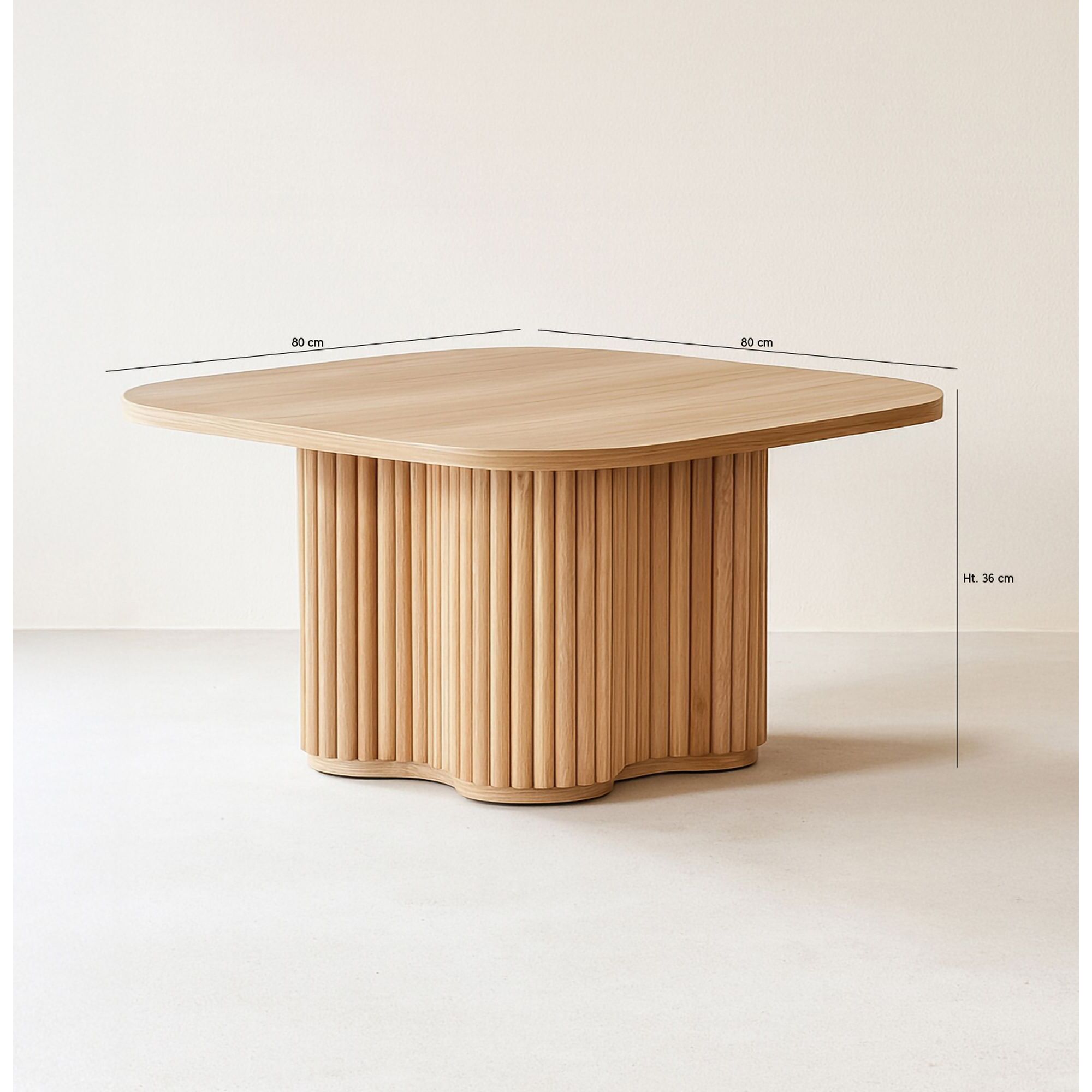 Table basse carré avec pied de forme organique 80cm ALBA