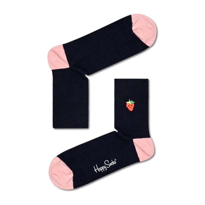 Calcetines ribbed embroidery strawberry 1/2 crew