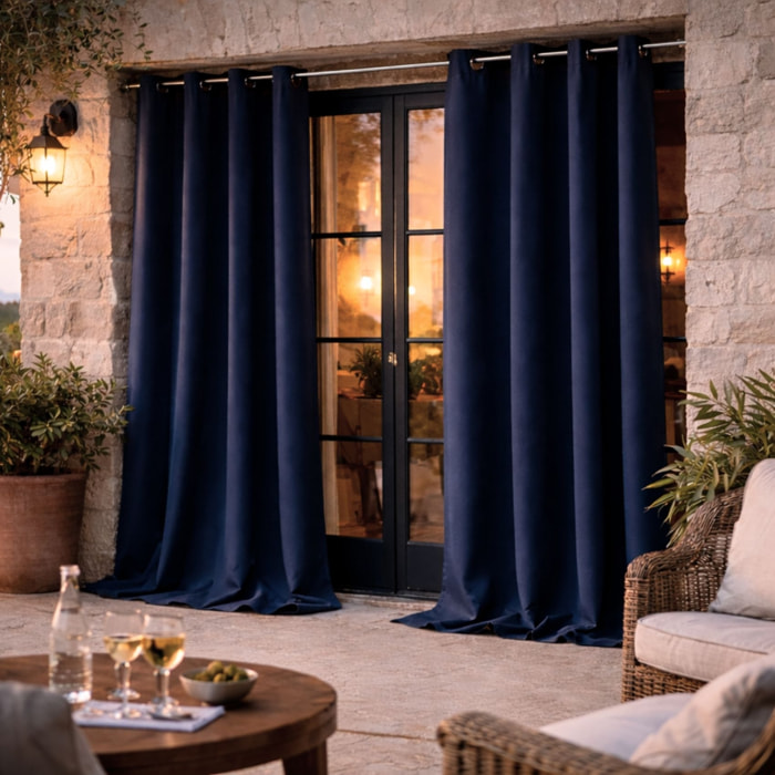 Rideau d'extérieur en tissu déperlant - Bleu Marine