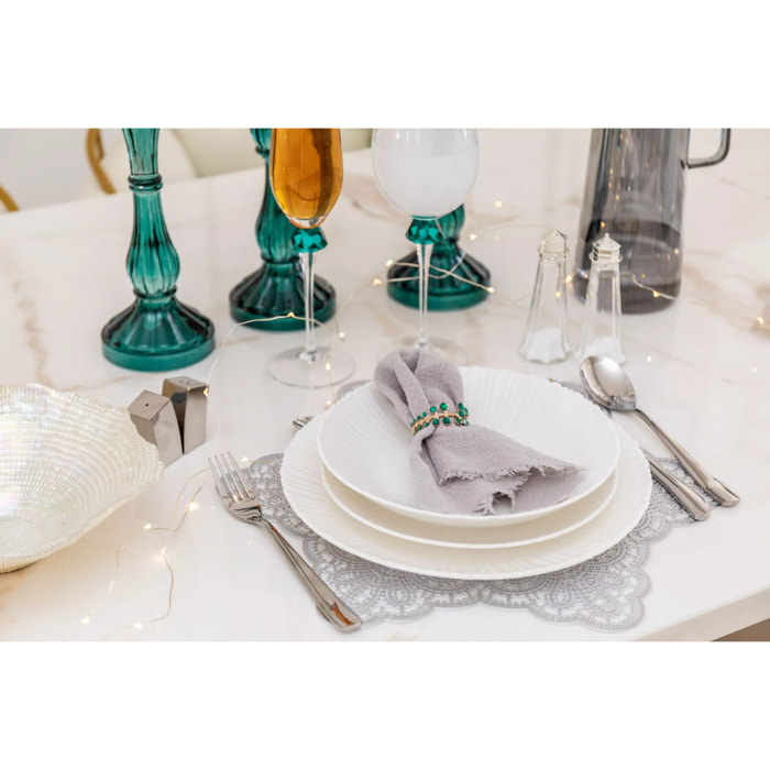 Lot de 6 Dessous d'assiette étoile argent 38cm