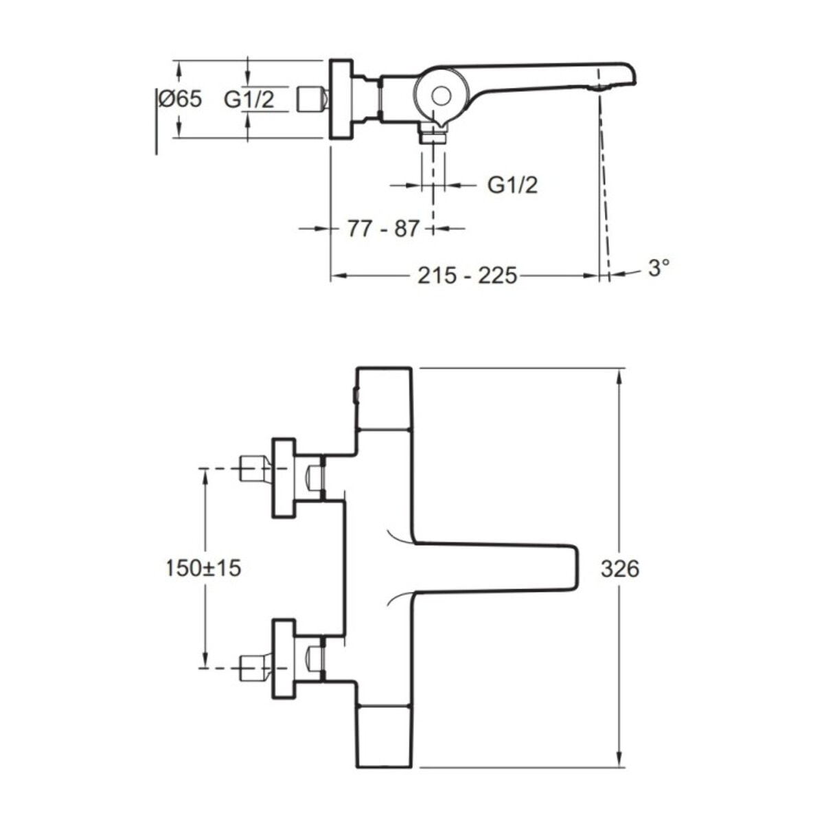 - Mitigeur thermostatique bain-douche mural
