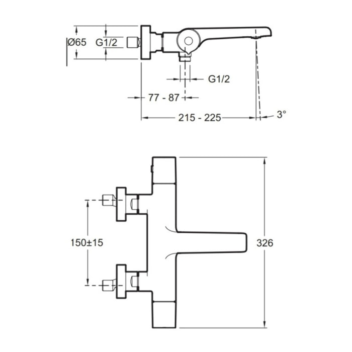 - Mitigeur thermostatique bain-douche mural