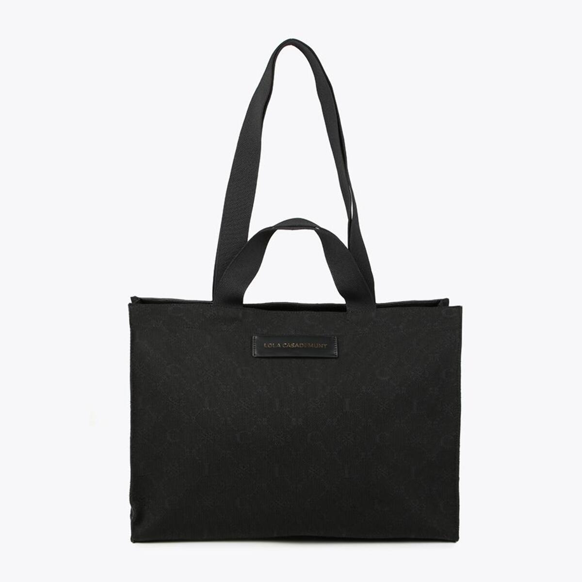 Borsa shopper media con tessuto monogramma